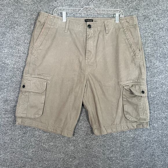 Quiksilver Shorts Mens 38 Beige Cargo Heavy Y2K Surf Skater Pockets Outdoors - Picture 1 of 12